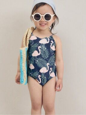 NWT QUINCE One-Piece Swimsuit Flamingo Palms Kid Girl 3T Toddler 7366
